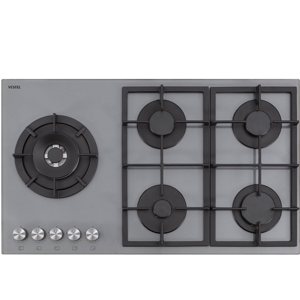 Vestel AO-91159 G DG-W 90 cm 5 Gözü Gazlı (1 Gözü Wok'lu) Ankastre Ocak resmi
